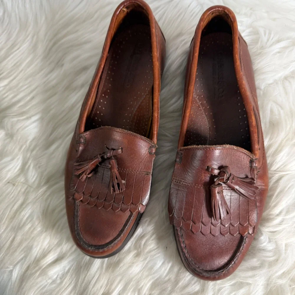 GH Bass Mens Kiltie Tassel Loafers Brown Leather Slip On Shoes 9 D 101J3039